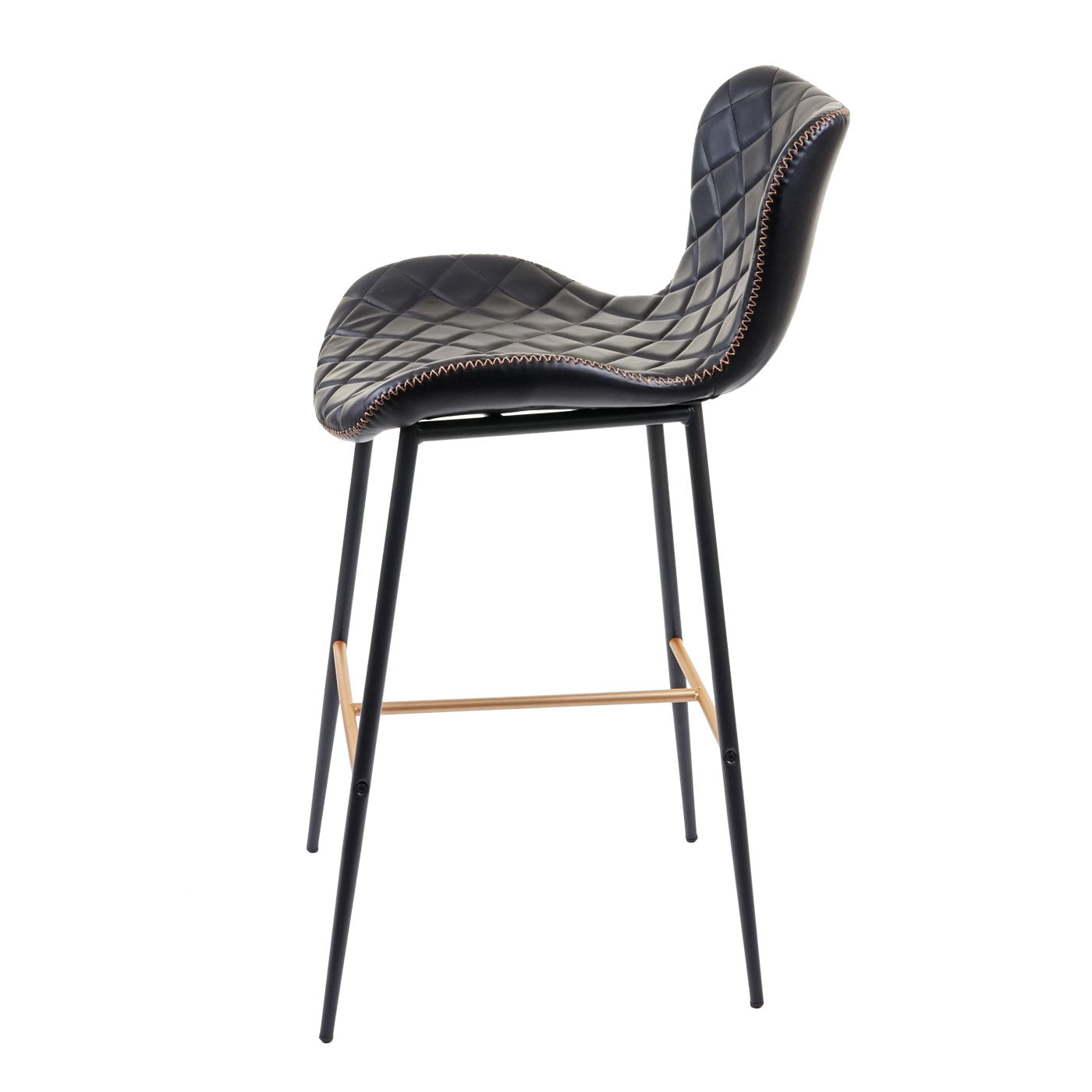 Cosmo Casa - Set van 2 Barkrukken - Vintage - Imitatiel leer - Zwart