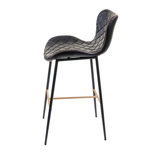 Cosmo Casa - Set van 2 Barkrukken - Vintage - Imitatiel leer - Zwart