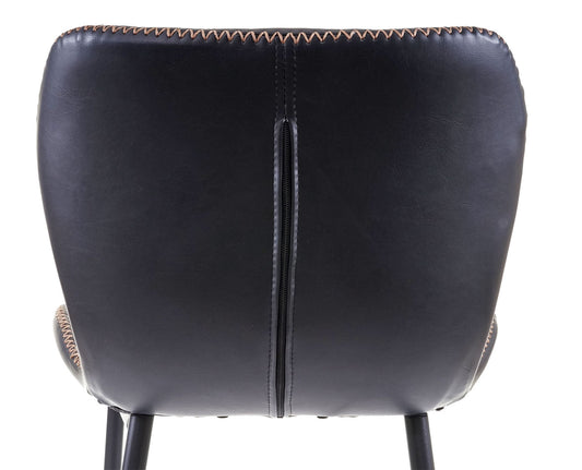 Cosmo Casa - Set van 2 Barkrukken - Vintage - Imitatiel leer - Zwart