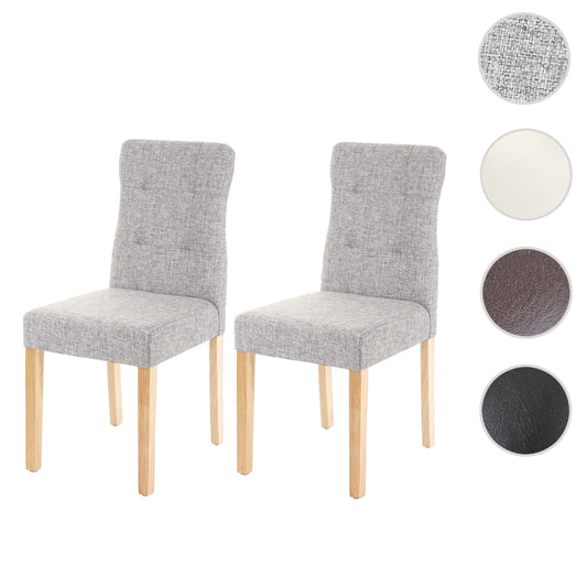 Cosmo Casa - Set van 2 Eetkamerstoelen - Gestoffeerd - Textiel - Grijs