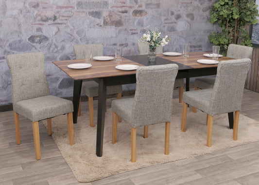 Cosmo Casa - Set van 2 Eetkamerstoelen - Gestoffeerd - Textiel - Grijs