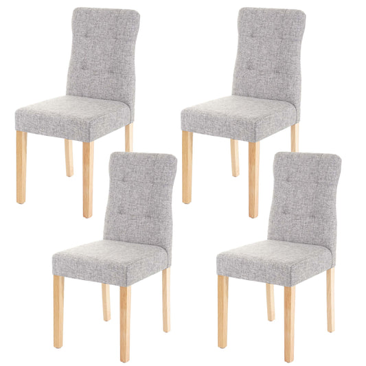 Cosmo Casa - Set van 4 Eetkamerstoelen - Gestoffeerd - Textiel - Grijs