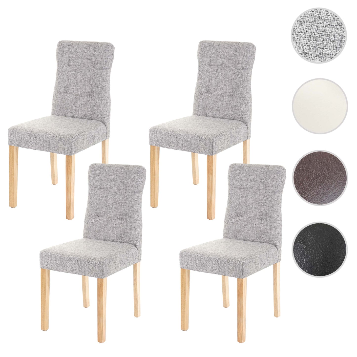 Cosmo Casa - Set van 4 Eetkamerstoelen - Gestoffeerd - Textiel - Grijs