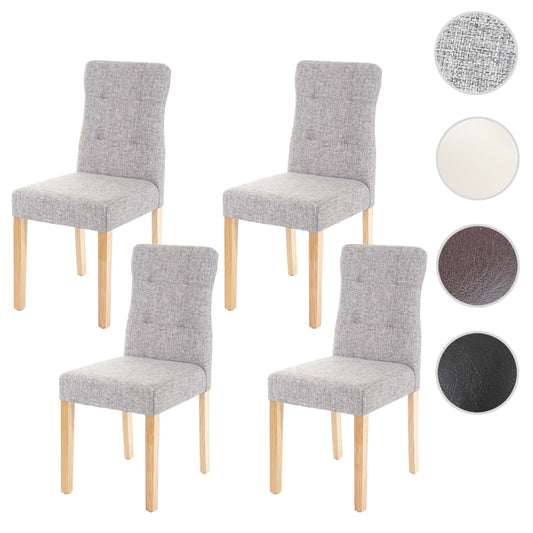 Cosmo Casa - Set van 4 Eetkamerstoelen - Gestoffeerd - Textiel - Grijs