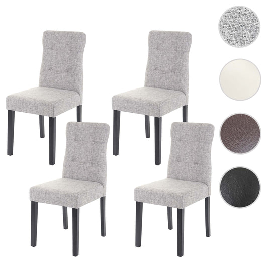 Cosmo Casa - Set van 4 Eetkamerstoelen - Gestoffeerd - Textiel - Grijs