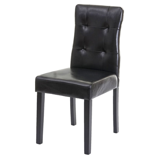 Cosmo Casa - Set van 4 Eetkamerstoelen - Gestoffeerd - Imitatiel leer - Zwart