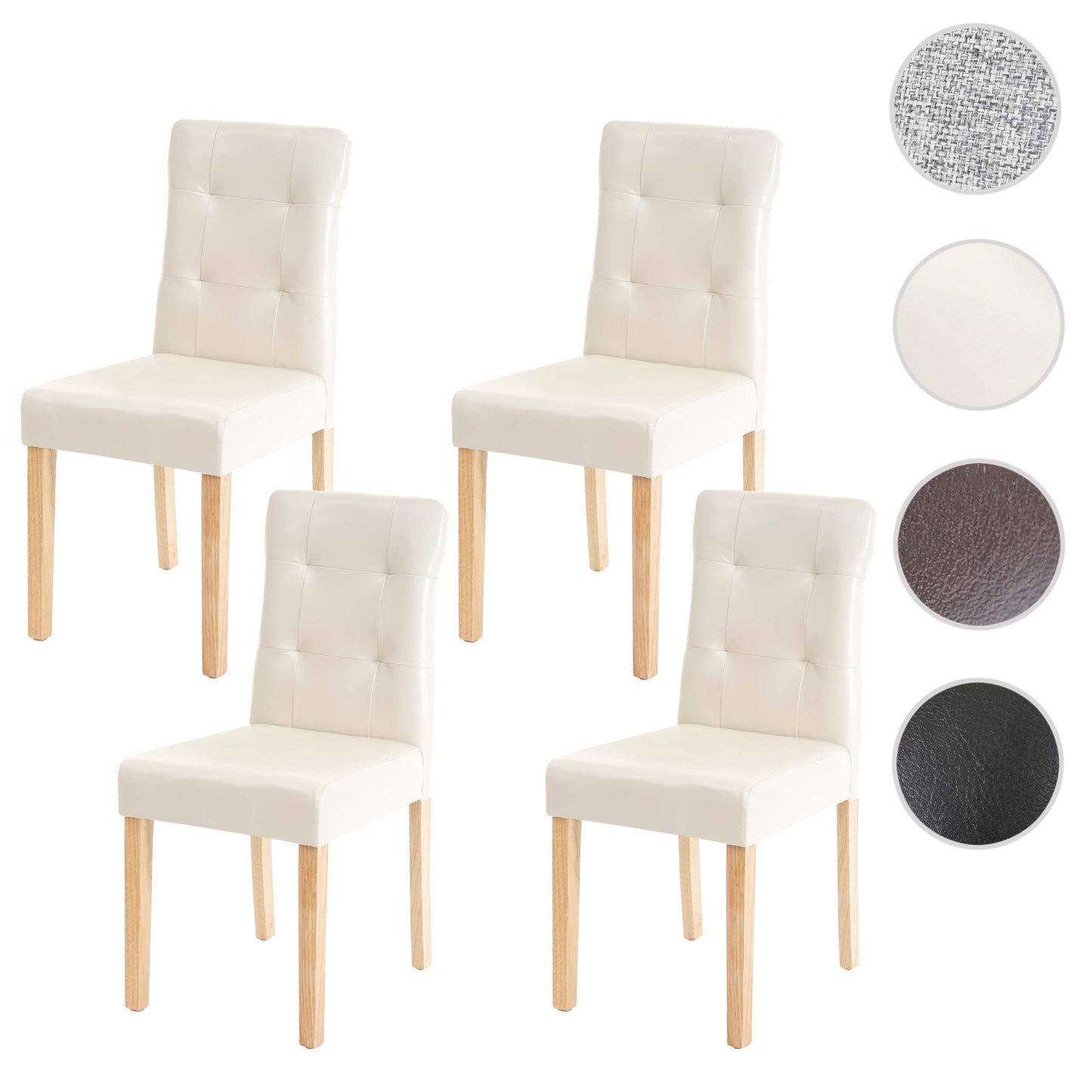 Cosmo Casa - Set van 4 Eetkamerstoelen - Gestoffeerd - Imitatiel leer - Crème