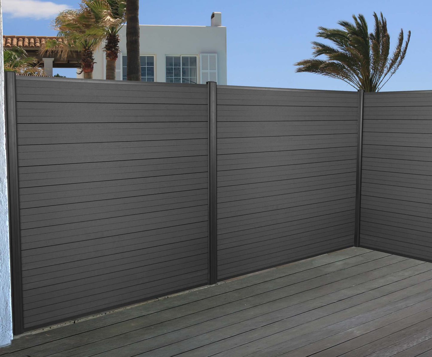 Cosmo Casa - Set van 3 WPC privacyschermen - Windscherm - WPC - Antraciet - 5,60 m