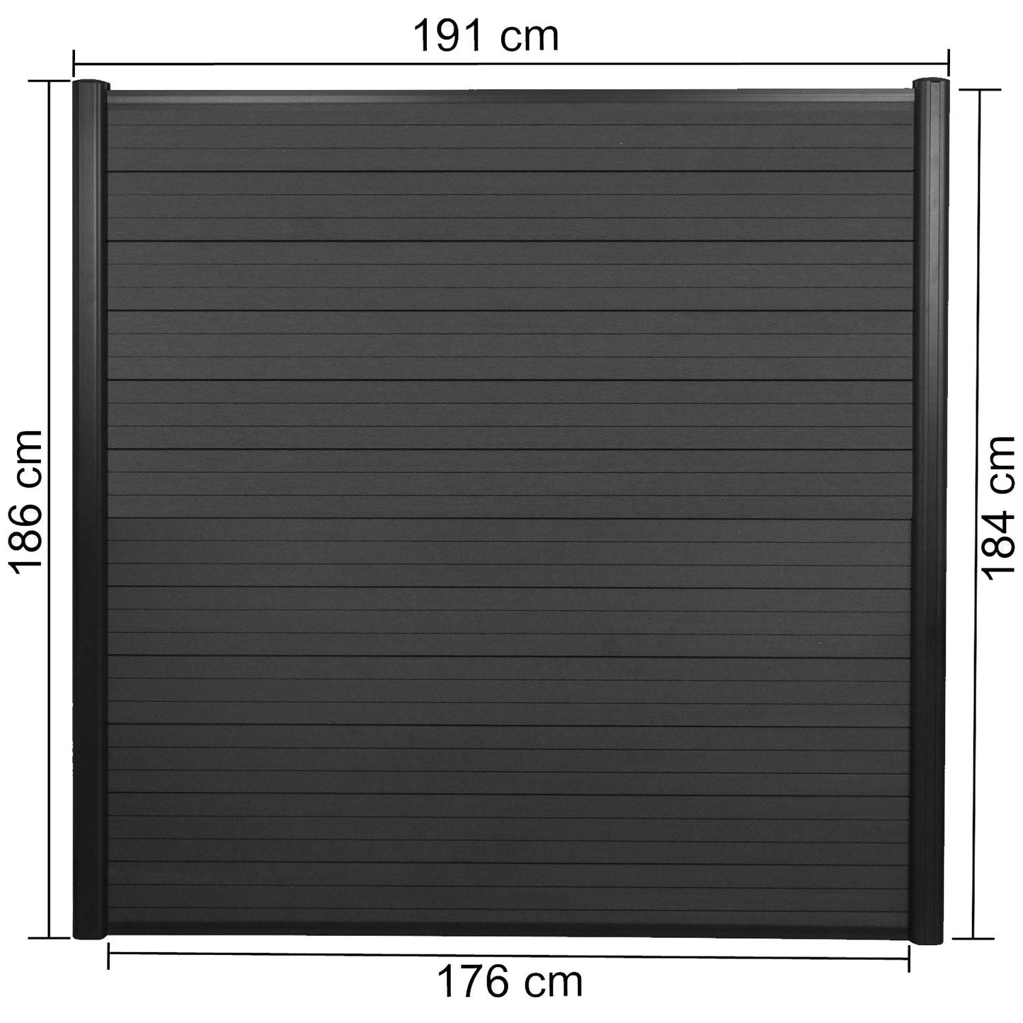 Cosmo Casa - Set van 3 WPC privacyschermen - Windscherm - WPC - Antraciet - 5,60 m