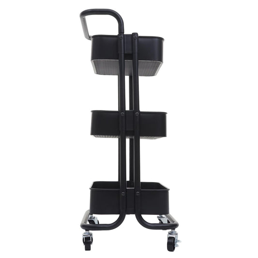 Cosmo Casa - Serveerwagen - Keukenwagen - Metaal - Zwart met Handgreep