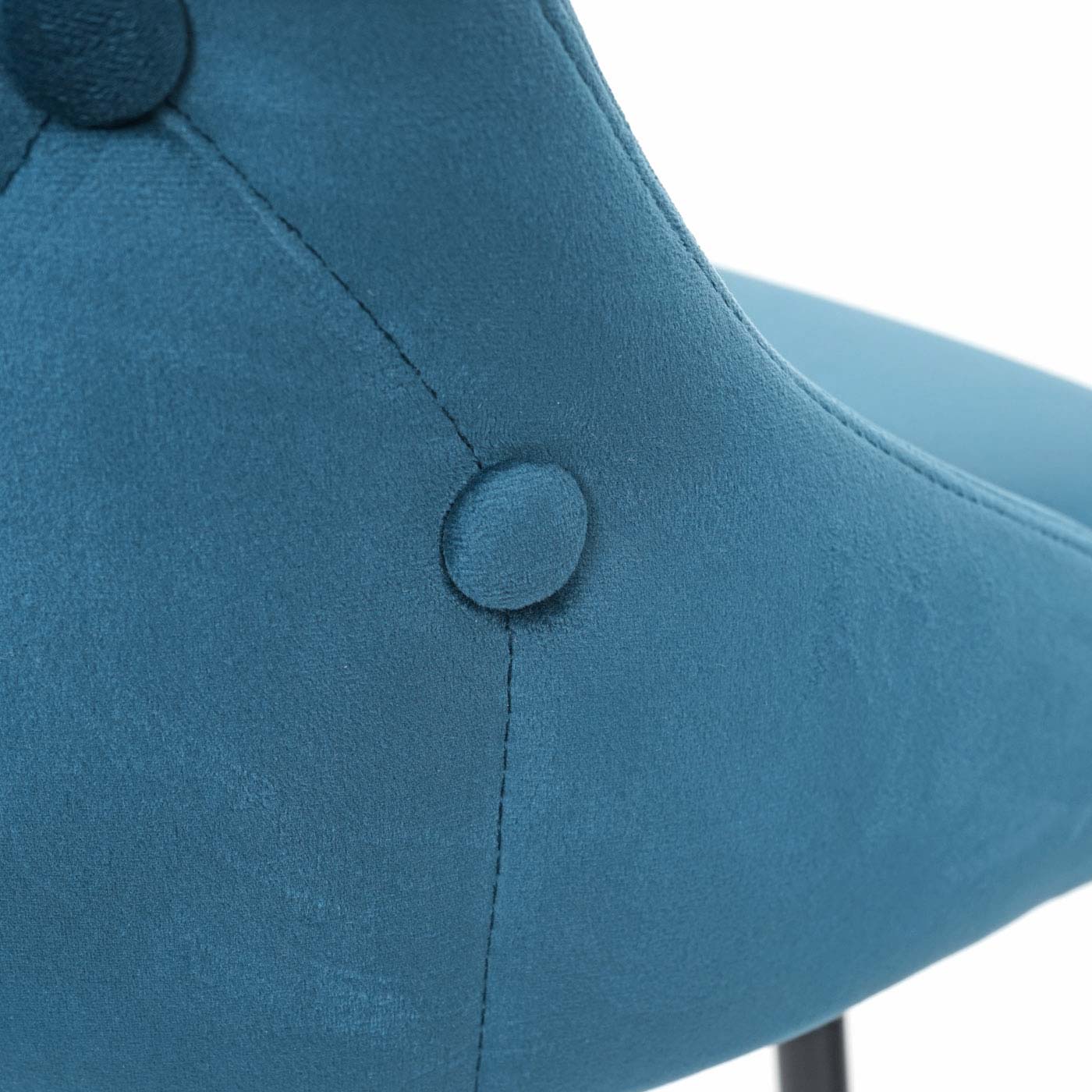Cosmo Casa - Set van 2 Barkrukken - Retro - Fluweel & Metaal - Petrolblauw