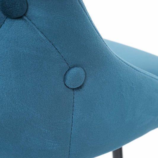 Cosmo Casa - Set van 2 Barkrukken - Retro - Fluweel & Metaal - Petrolblauw