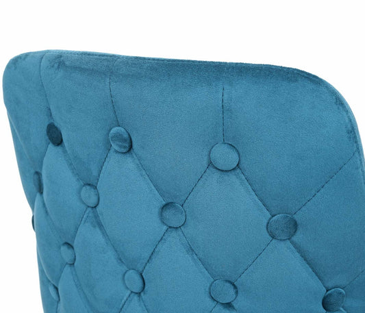 Cosmo Casa - Set van 2 Barkrukken - Retro - Fluweel & Metaal - Petrolblauw