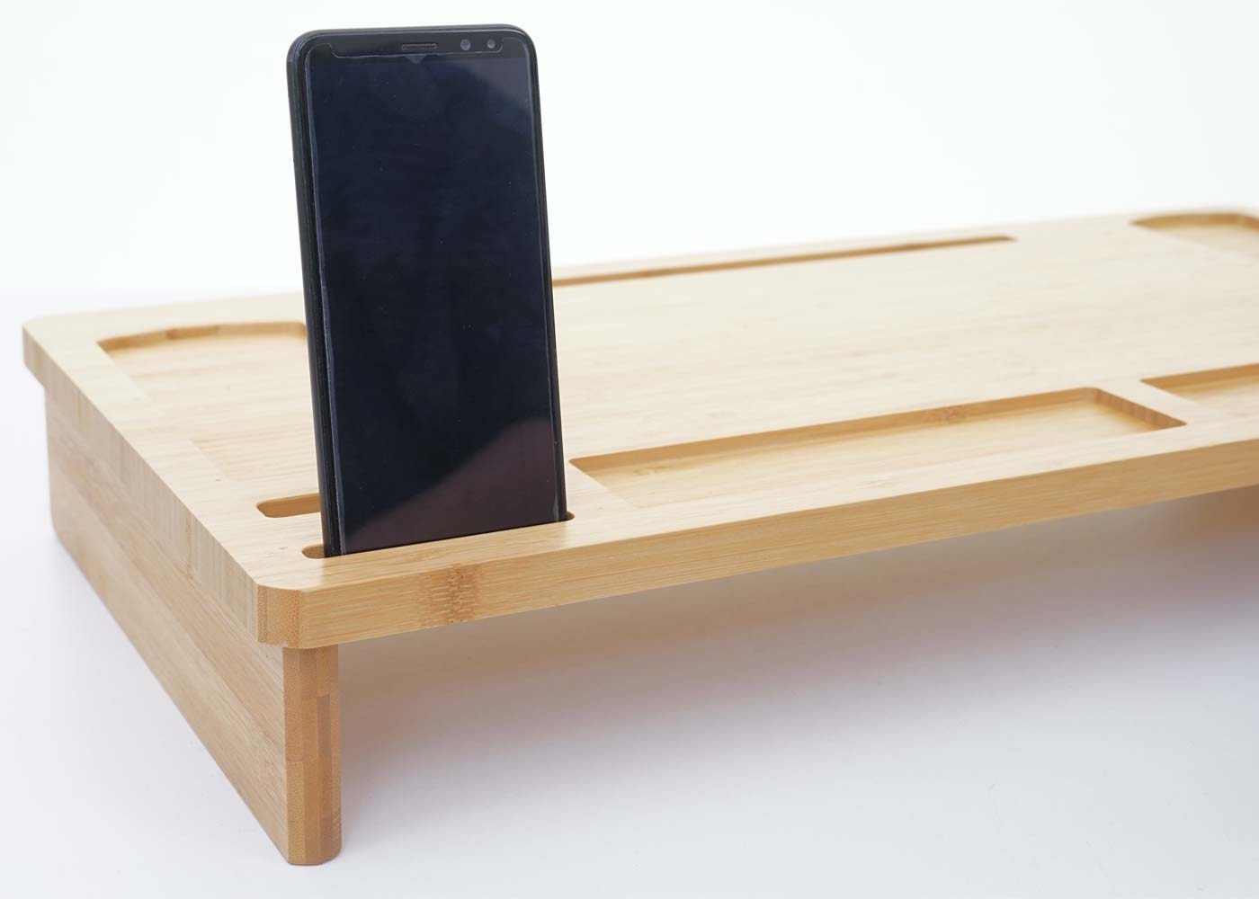 Cosmo Casa - Monitorverhoger - Organizer - Bamboe - 9×65×31 cm