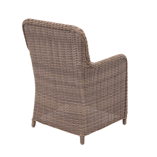 Cosmo Casa - Set van 2 poly rotan stoelen - Gesponnen halfrond rotan tuinstoel - Poly rotan - Beige - Kussen grijs