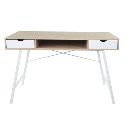 Cosmo Casa - Bureau - 3D-structuur - Hout - Natuurlijk bruin & Wit - 120×60 cm