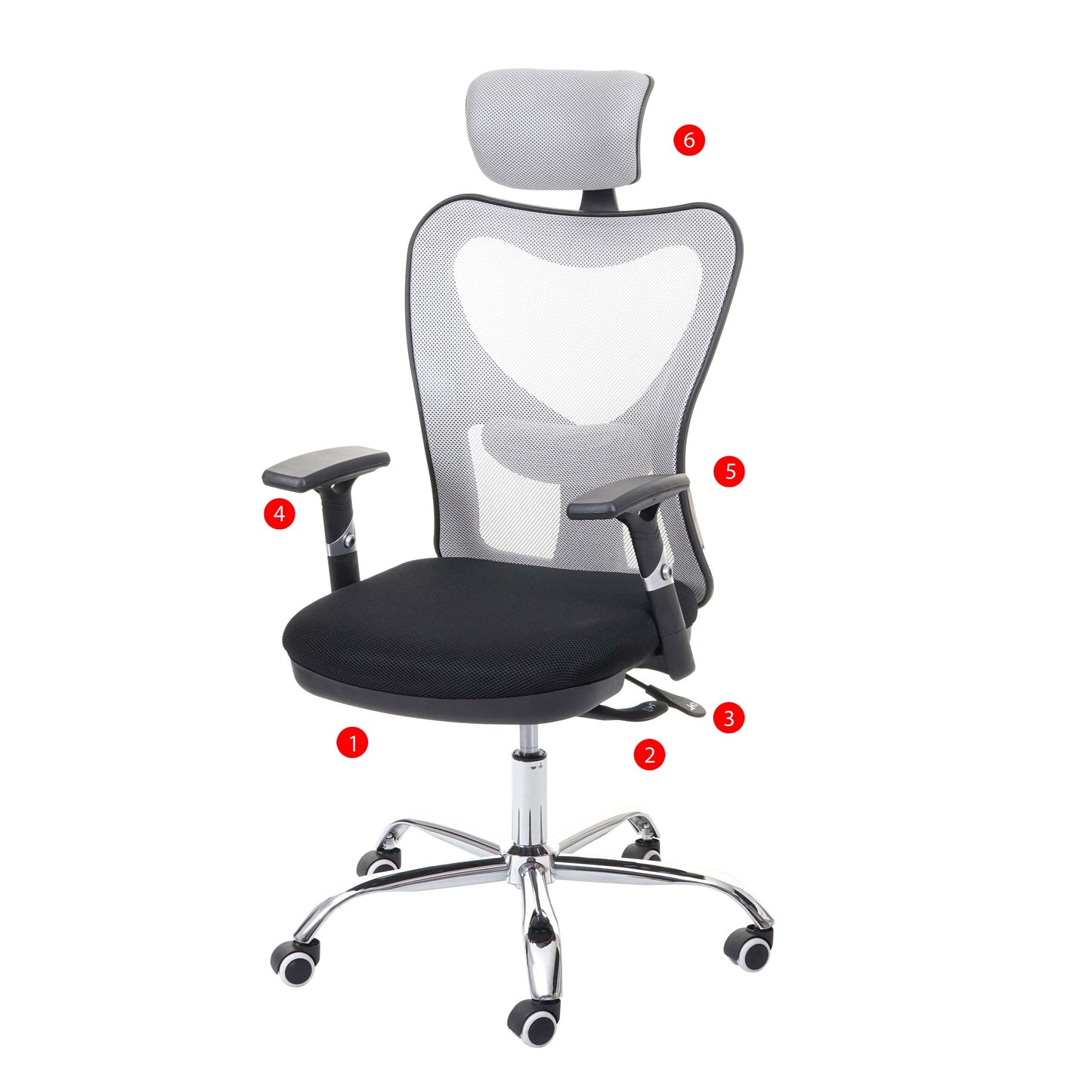 Cosmo Casa - Bureaustoel - Draaibaar - Textiel - Zwart & Grijs - 150 kg