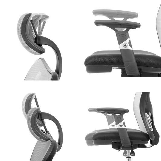 Cosmo Casa - Bureaustoel - Draaibaar - Textiel - Zwart & Grijs - 150 kg