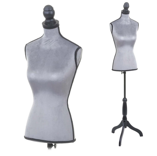 Cosmo Casa - Kleermakerspop - Dames torso - Fluweel - Fluweelgrijs