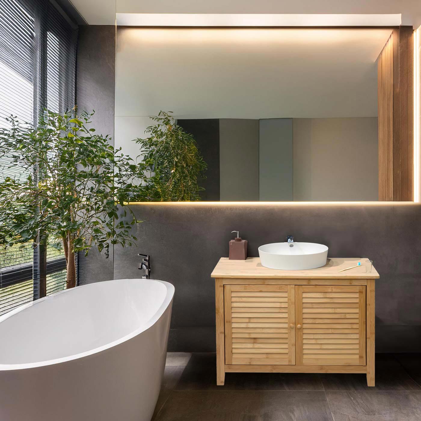 Cosmo Casa - Wastafelkast - Bamboe - Bamboe - 60×80×40 cm