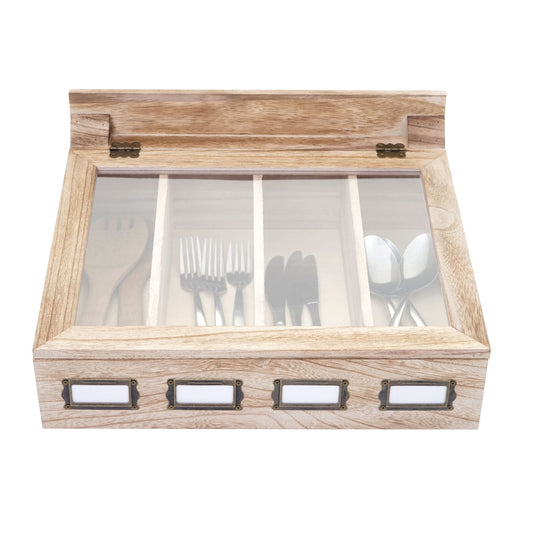 Cosmo Casa - Opbergdoos - Sieradendoos - Paulownia - Natuurlijk bruin - 17×37×33 cm