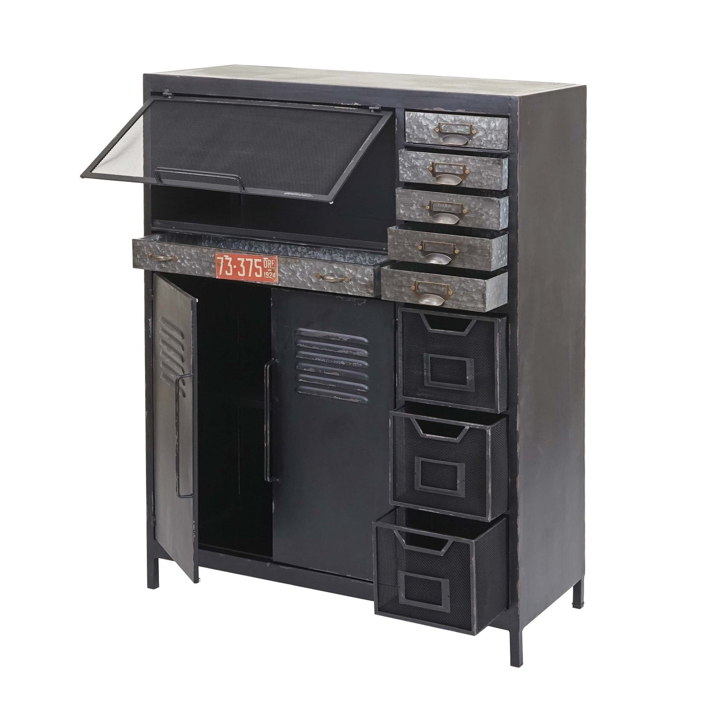 Cosmo Casa - Apothekerskast - Industrieel - Hout - 115×89×35 cm