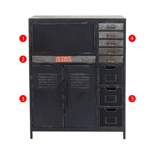 Cosmo Casa - Apothekerskast - Industrieel - Hout - 115×89×35 cm