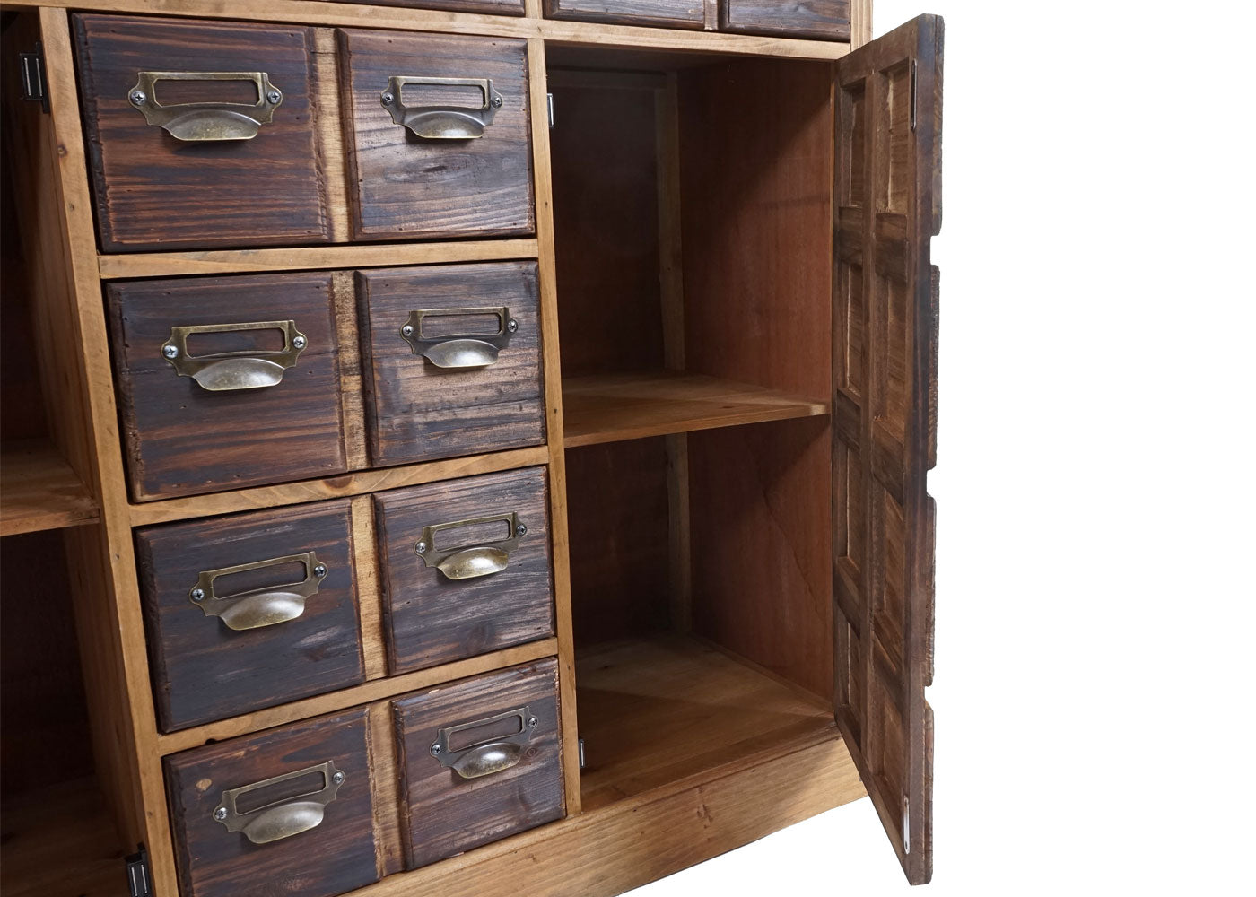 Cosmo Casa - Apothekerskast - Vintage - Hout - Natuurlijk bruin - 90×100×35 cm