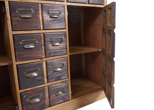 Cosmo Casa - Apothekerskast - Vintage - Hout - Natuurlijk bruin - 90×100×35 cm