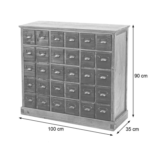 Cosmo Casa - Apothekerskast - Vintage - Hout - Natuurlijk bruin - 90×100×35 cm