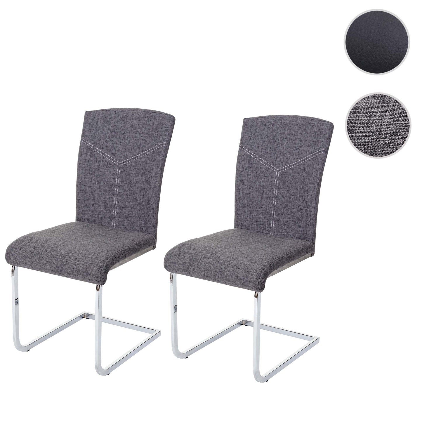 Cosmo Casa - Set van 2 Eetkamerstoelen - Cantilever - Textiel - Grijs