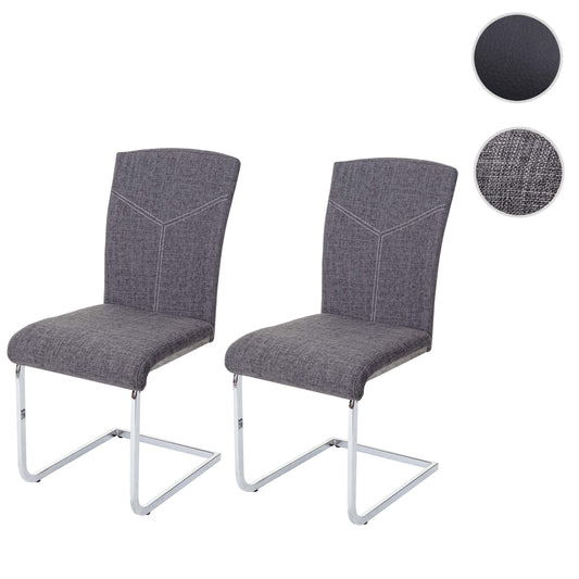 Cosmo Casa - Set van 2 Eetkamerstoelen - Cantilever - Textiel - Grijs