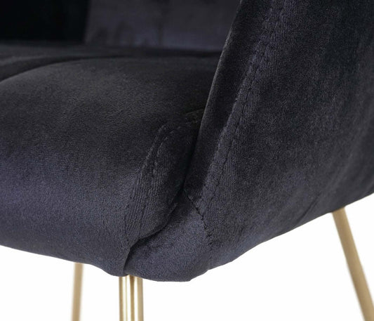 Cosmo Casa - Eetkamerstoel - Retro - Fluweel - Zwart