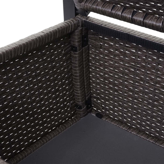 Cosmo Casa - Polyrotan 2-zitsbank - Opbergvak - Polyrotan - Gemêleerd grijs & Crème