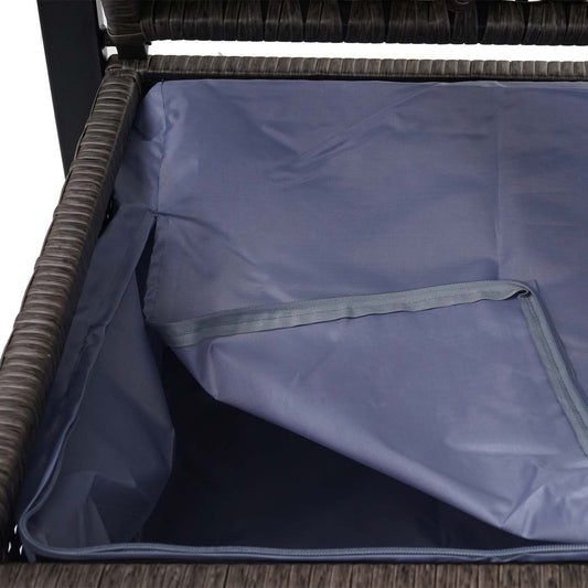 Cosmo Casa - Polyrotan 2-zitsbank - Opbergvak - Polyrotan - Gemêleerd grijs & Crème