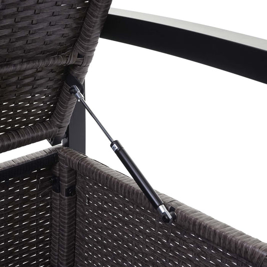 Cosmo Casa - Polyrotan 2-zitsbank - Opbergvak - Polyrotan - Gemêleerd grijs & Grijs