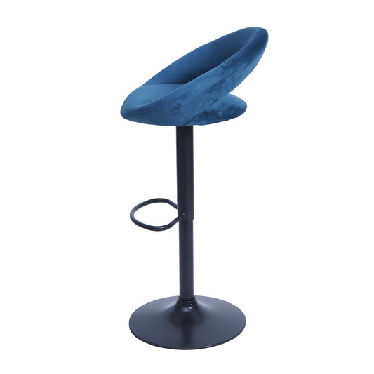 Cosmo Casa - Set van 2 Barkrukken - Bistrokruk - Fluweel - Petrolblauw