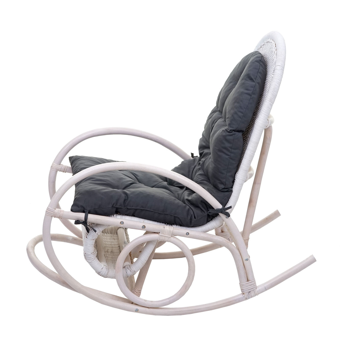 Cosmo Casa - Schommelstoel - Rotan - Rotan & Textiel - Grijs