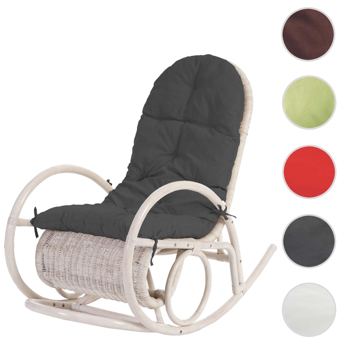 Cosmo Casa - Schommelstoel - Rotan - Rotan & Textiel - Grijs