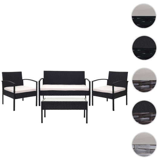 Cosmo Casa - Polyrotanset - Loungeset - Polyrotan - Zwart & Crème