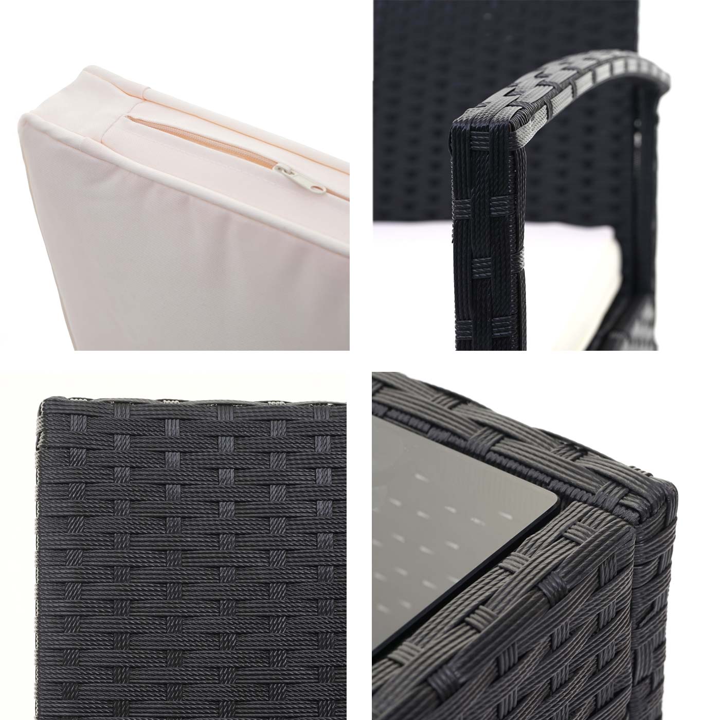 Cosmo Casa - Polyrotanset - Loungeset - Polyrotan - Zwart & Crème