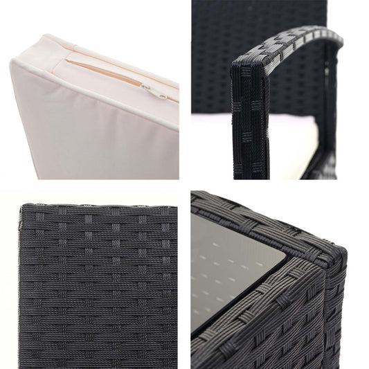 Cosmo Casa - Polyrotanset - Loungeset - Polyrotan - Zwart & Crème