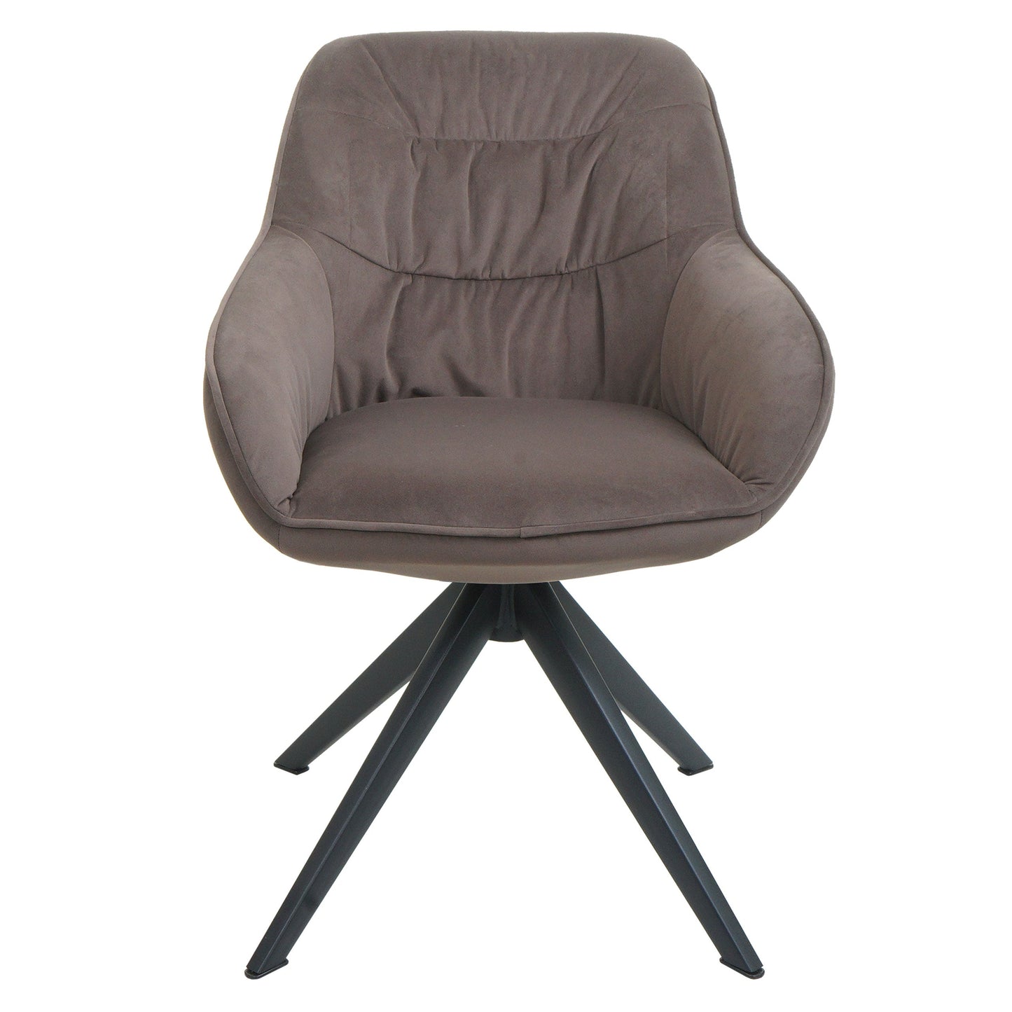 Cosmo Casa - Set van 6 Eetkamerstoelen - Stoffen draaistoelen met armleuningen - Metaal en Stoftextiel - Bruin