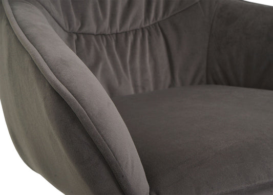 Cosmo Casa - Set van 6 Eetkamerstoelen - Stoffen draaistoelen met armleuningen - Metaal en Stoftextiel - Bruin