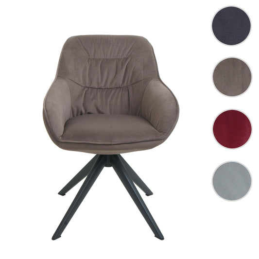 Cosmo Casa - Set van 6 Eetkamerstoelen - Stoffen draaistoelen met armleuningen - Metaal en Stoftextiel - Bruin