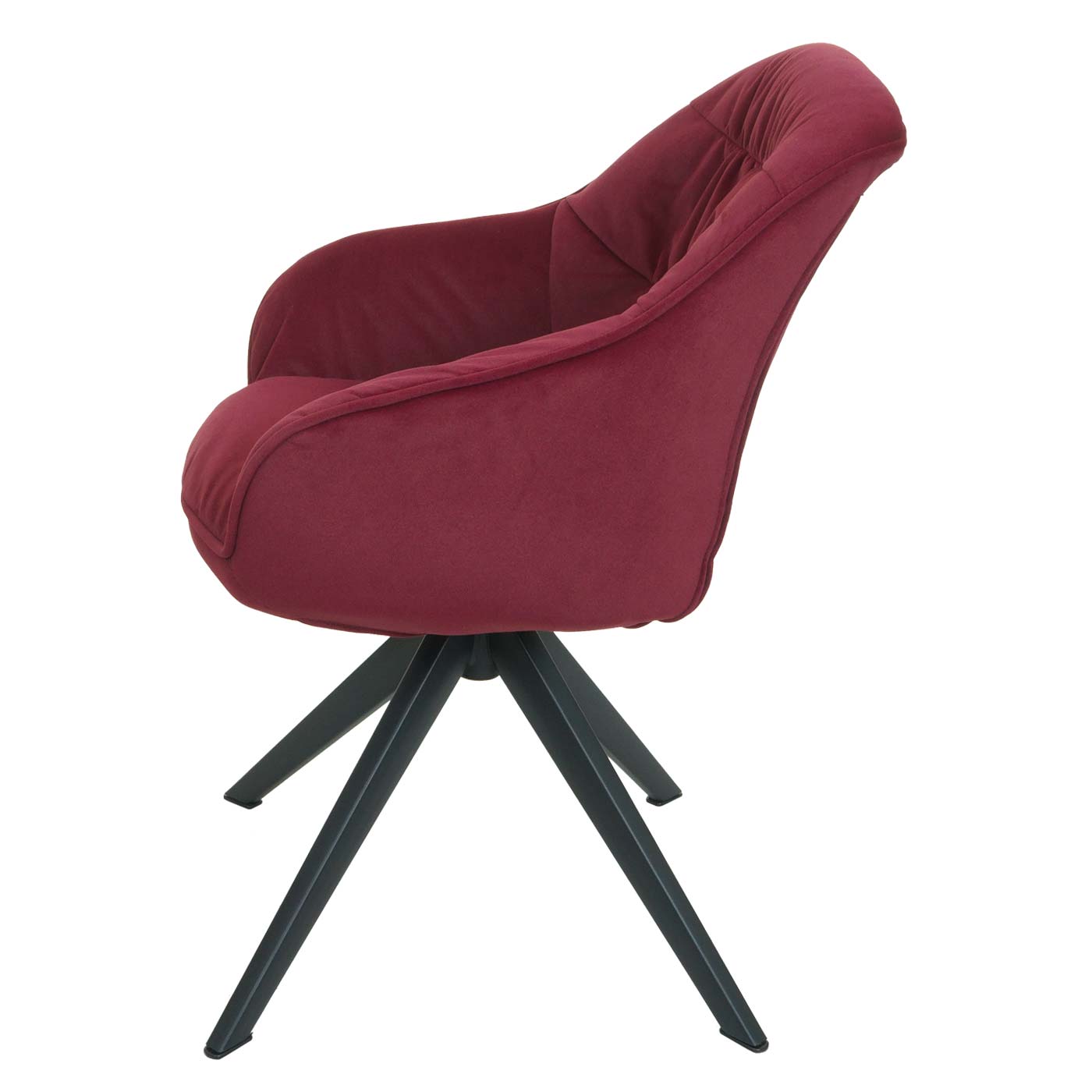 Cosmo Casa - Set van 6 Eetkamerstoelen - Stoffen draaistoelen met armleuningen - Metaal en Stoftextiel - Bordeaux