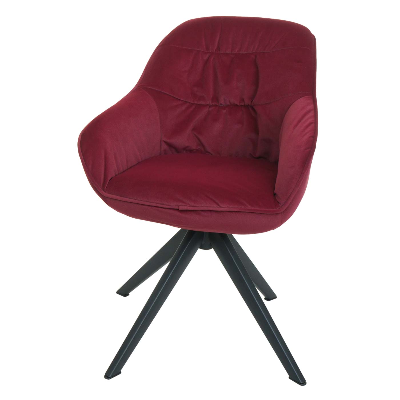 Cosmo Casa - Set van 6 Eetkamerstoelen - Stoffen draaistoelen met armleuningen - Metaal en Stoftextiel - Bordeaux