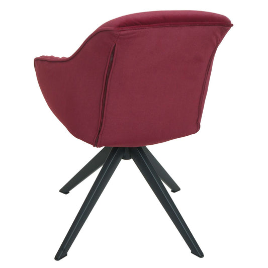 Cosmo Casa - Set van 6 Eetkamerstoelen - Stoffen draaistoelen met armleuningen - Metaal en Stoftextiel - Bordeaux