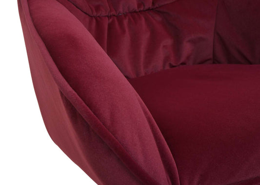 Cosmo Casa - Set van 6 Eetkamerstoelen - Stoffen draaistoelen met armleuningen - Metaal en Stoftextiel - Bordeaux