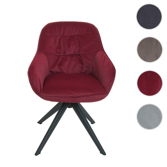 Cosmo Casa - Set van 6 Eetkamerstoelen - Stoffen draaistoelen met armleuningen - Metaal en Stoftextiel - Bordeaux